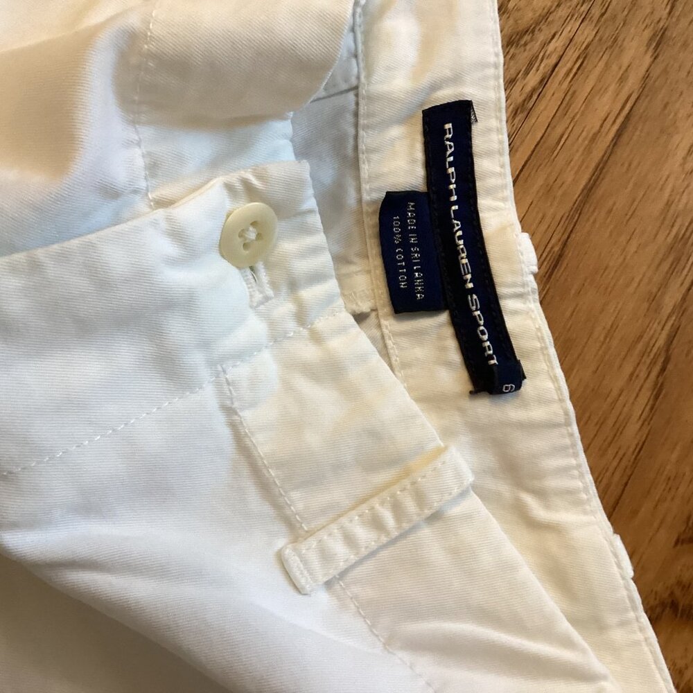 NEW! RALPH LAUREN SPORT WOMEN'S COTTON CHINO SHORTS WHITE SZ 6 PREPPY CLASSIC - Picture 2 of 3